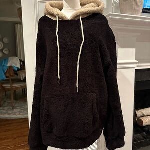 Cozy Black Sherpa Fleece Hoodie
